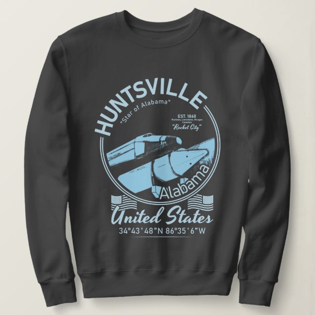 SWEATSHIRT HUNTSVILLE CITY ALABAMA - ESPACE ROCKET (Design devant)
