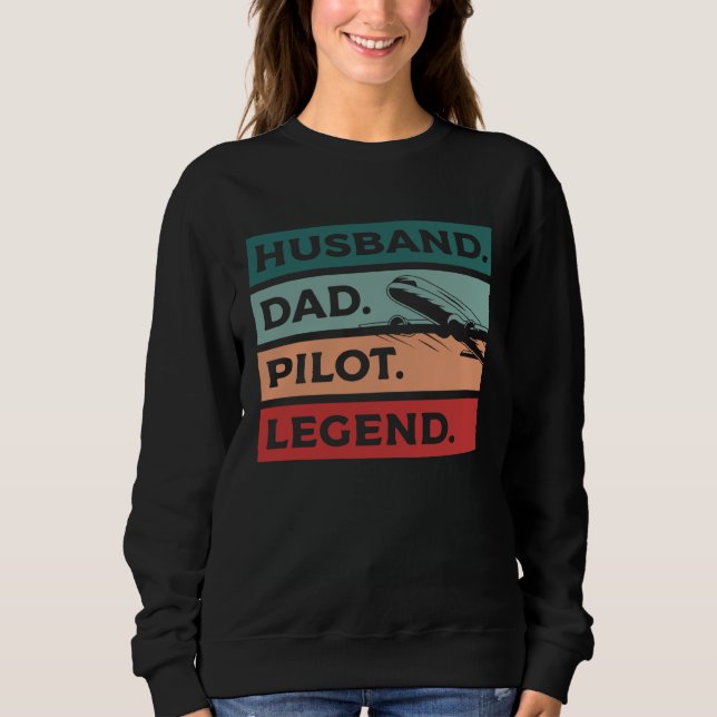 Sweatshirt Husband Dad Pilot Legend Aviation Aviator (Devant)