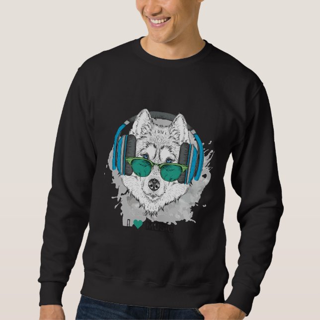 Sweatshirt Husky aime la musique (Devant)