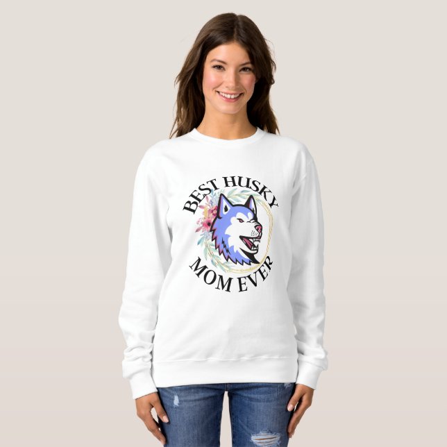 Sweatshirt Husky Maman, Chien Maman, Husky Gift (Devant entier)