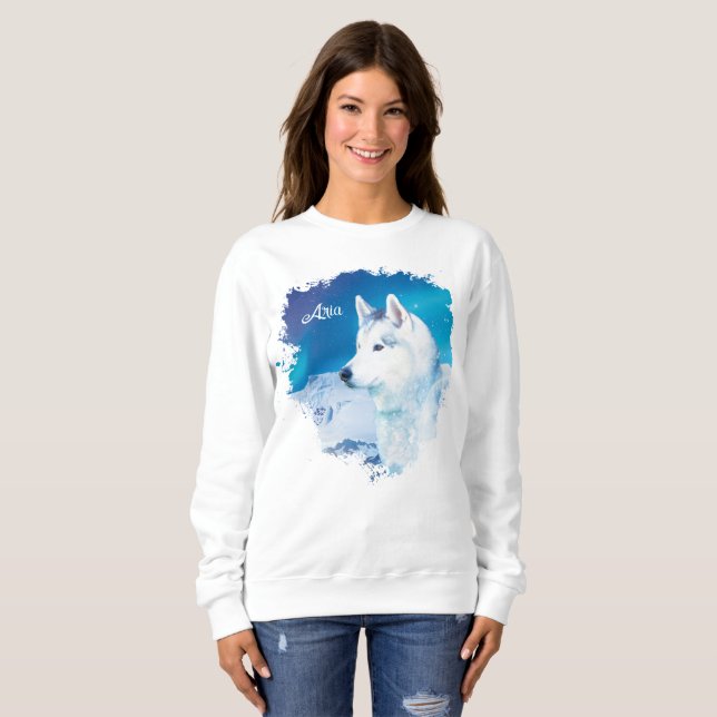 Sweatshirt Husky personnalisé avec montagnes  (Devant entier)