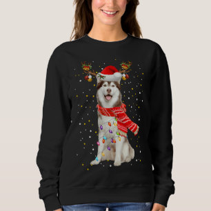 Sweatshirt Husky Reindeer Ligh de Noël