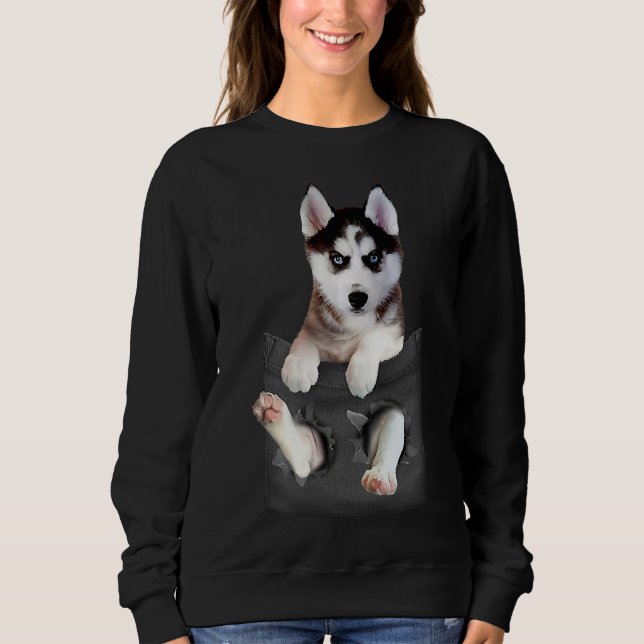 Sweatshirt Husky Sibérien Dans La Pocket Puppy (Devant)
