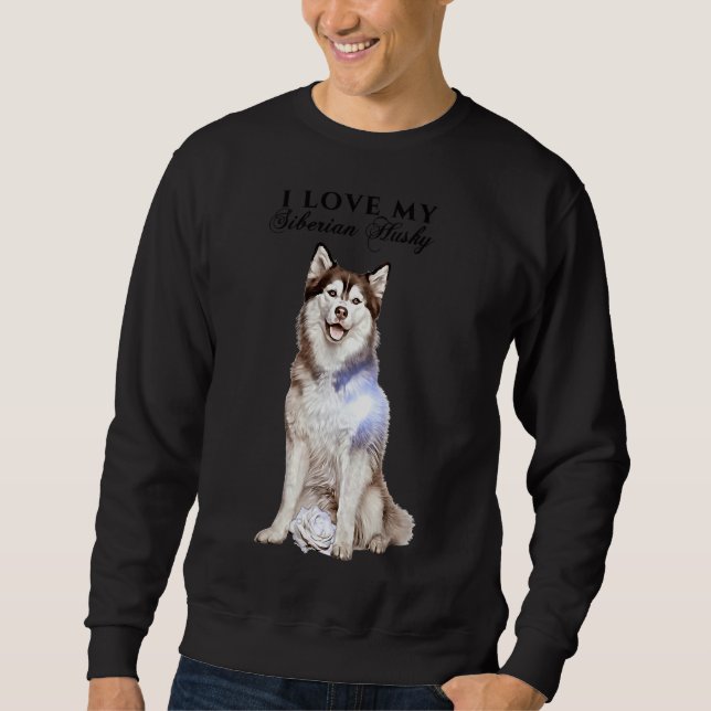 Sweatshirt Husky Sibérien Et Rose (Devant)