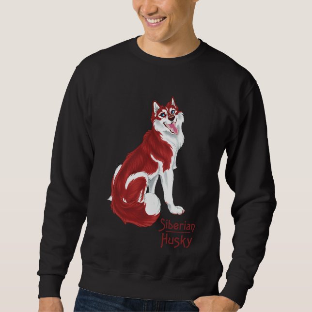 Sweatshirt Husky Sibérien Rouge Avec Texte (Devant)