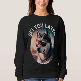 Sweatshirt Husky vibrant portant des lunettes de ski sur les