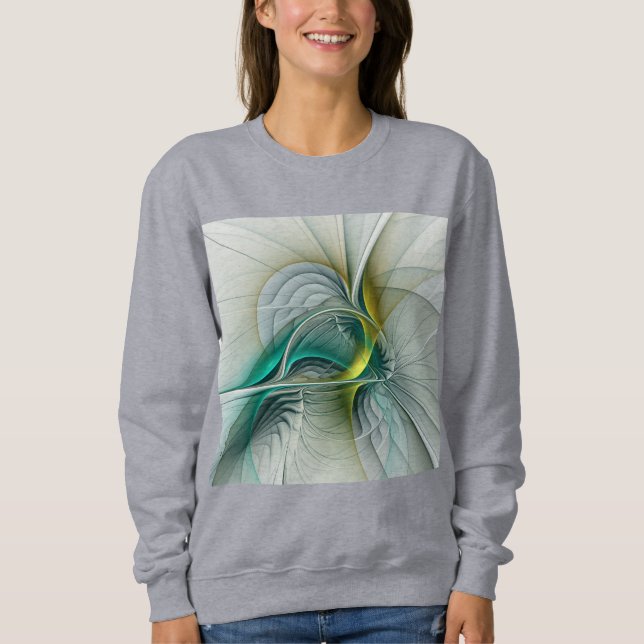 Sweatshirt Hypnotique Abstrait Golden Turquoise Turquoise Fra (Devant)