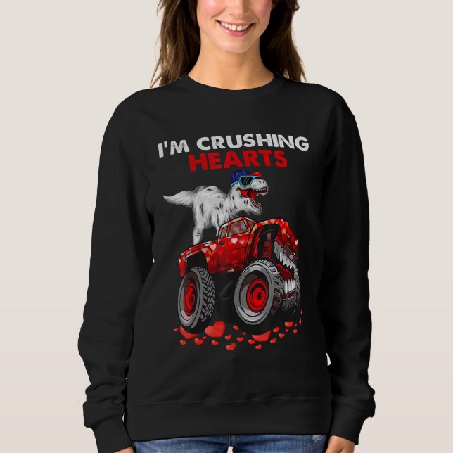 Sweatshirt I Crush Hearts Dino Monster Truck Toddler Boy Vale (Devant)