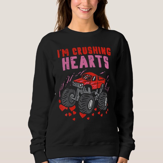 Sweatshirt I Crush Hearts Monster Truck Toddler Boys Valentin (Devant)