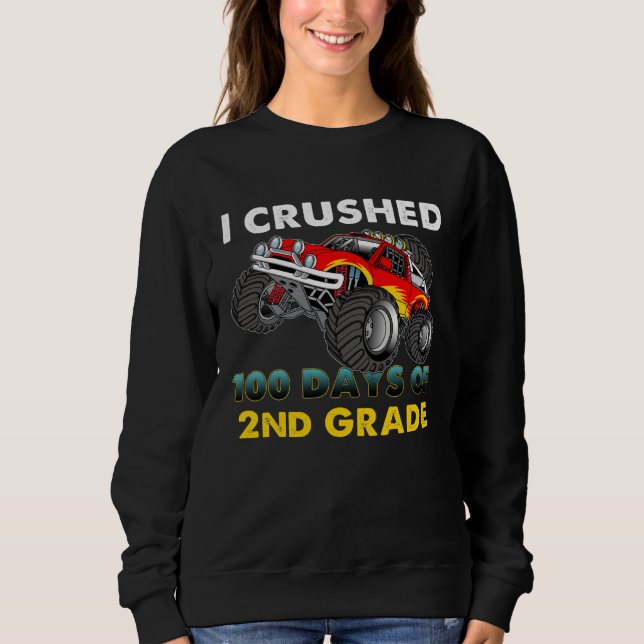 Sweatshirt I Crushed 100 Days Of 2nd Grade Kids Boys Monster  (Devant)