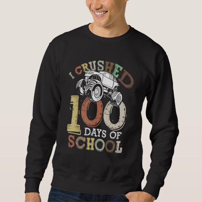 Sweatshirt I Crushed 100 Days of School Monster Truck Kids (Devant)
