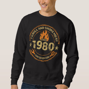 Sweatshirt I Grill And Smoke Meat Depuis 1980 42e Anniversair