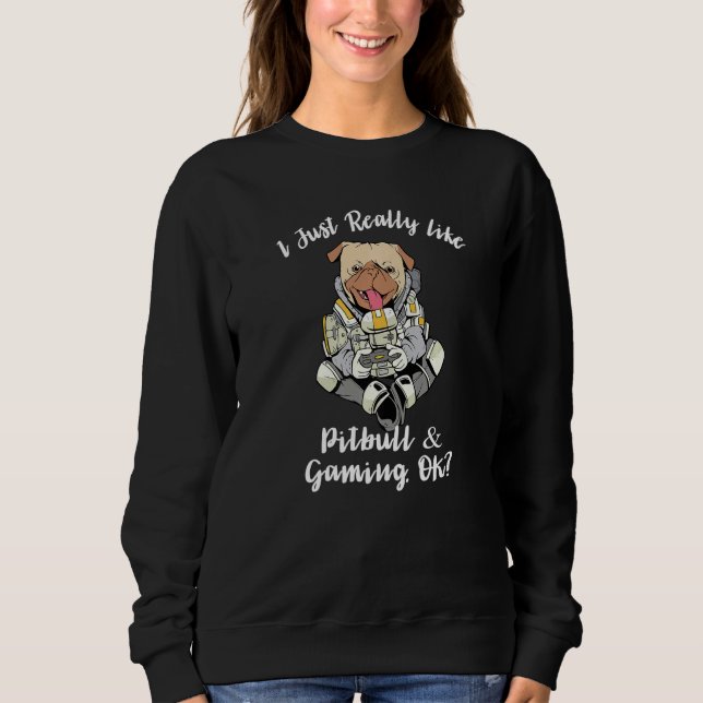 Sweatshirt I Just Really Like Pitbull & Gaming, OK Funny Pitb (Devant)