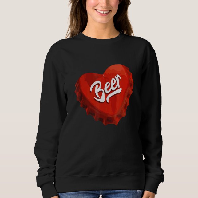 Sweatshirt I Loer Bière Rouge Bottle Coeur Casquette (Devant)