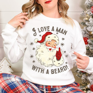 Sweatshirt I Love a Man with a Beard Vintage Père Noël Christ