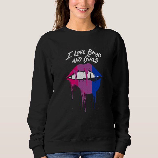 Sweatshirt I Love Boys and Girls Bisexual LGBTQ Bi Pride Gay (Devant)