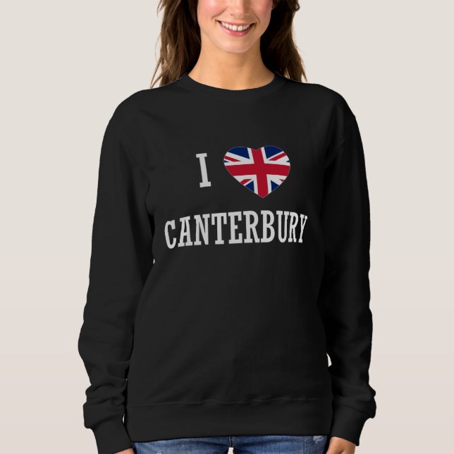 Sweatshirt I Love Canterbury England Union Jack Flag Heart En (Devant)