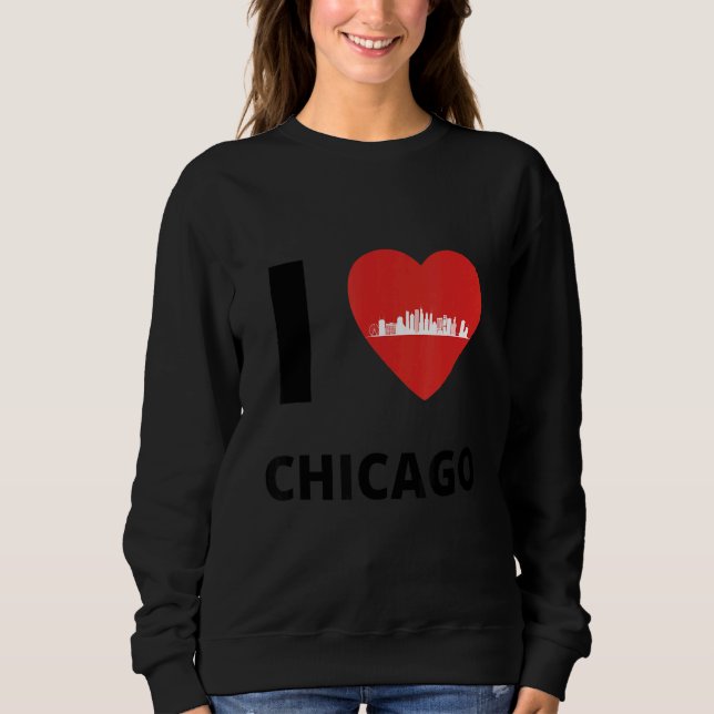 Sweatshirt I Love Chicago Skyline Heart Apparel (Devant)