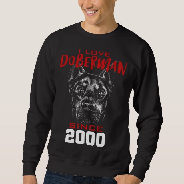 Sweatshirt I love doberman since 2000 (Devant)