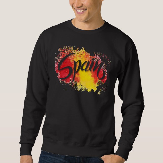 Sweatshirt I Love Espagne Drapeau Illustration Art Barcelone  (Devant)