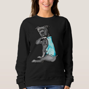 Sweatshirt I Love Maman Tattoo Pitbull Amoureux des chiens Fe