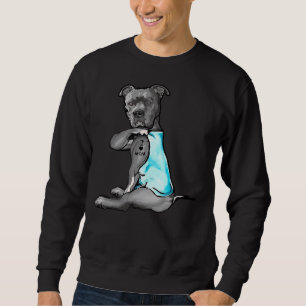 Sweatshirt I Love Maman Tattoo Pitbull Amoureux des chiens Fe
