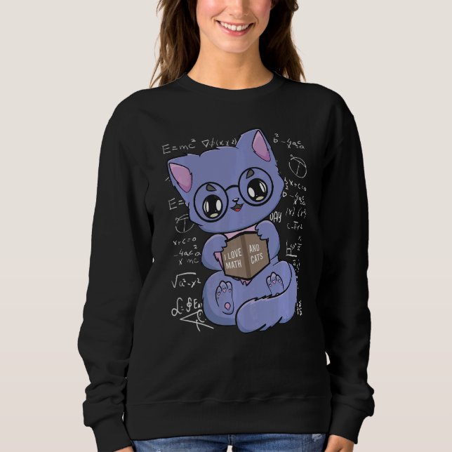 Sweatshirt I Love Math And Cats Black Cat Feline Mathématique (Devant)