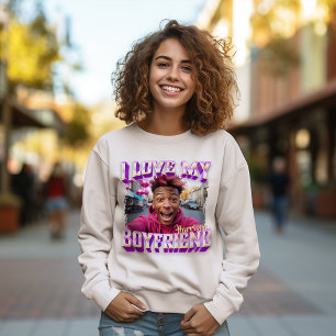 Sweatshirt I Love My Boyfriend Purple Bootleg Rapper Photo