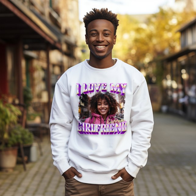 Sweatshirt I Love My Girlfriend Purple Bootleg Rapper Photo (I Love My Girlfriend Purple Bootleg Rapper Photo Sweatshirt)