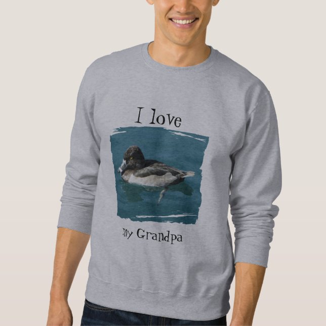 Sweatshirt I Love My Grand-pa Lake Bird Photo Black White Duc (Devant)