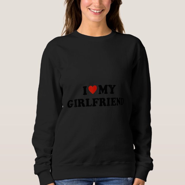Sweatshirt I Love My Hot Girlfriend Red Heart 3 (Devant)