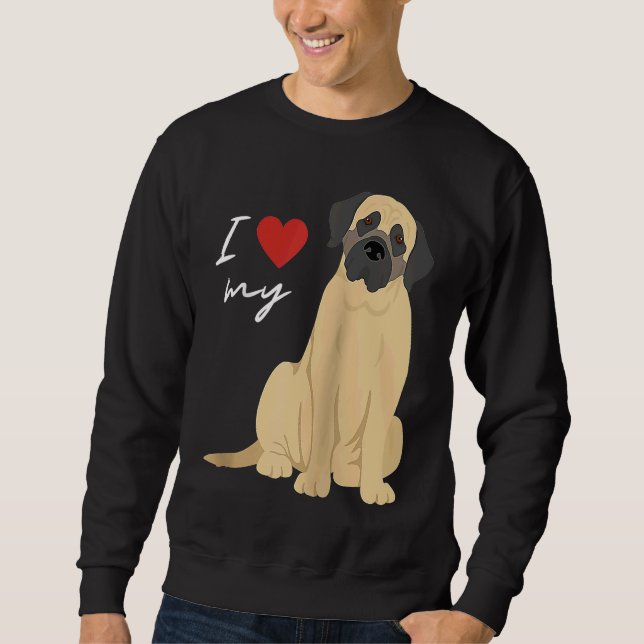 Sweatshirt I Love My Mastiff Dog  Raglan Baseball (Devant)