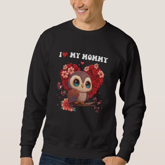 Sweatshirt I Love My Mommy Chibi Owl Sakura Cherry Blossom Lo (Devant)