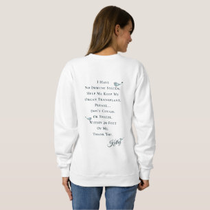 Sweatshirt I Love My Transplant Organ Donateur Bénéficiaire B