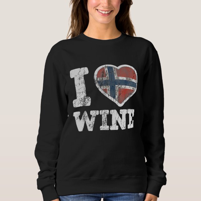 Sweatshirt I Love Norwegian Wine Norway Heart Flag (Devant)