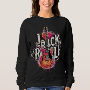 Sweatshirt I Love Rock N Roll Guitare Électrique Peinture