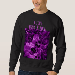 Sweatshirt I Love Rock N Roll Guitare Électrique Peinture Vio