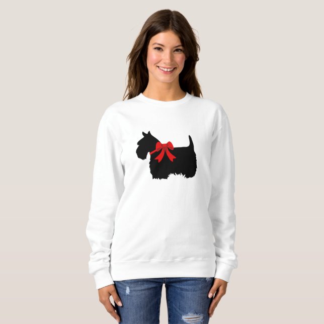 Sweatshirt I Love Scottish Terriers, grand coeur rouge d'amou (Devant entier)