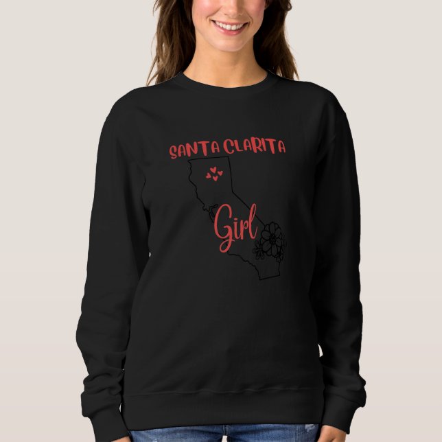 Sweatshirt I Love State Of California Flower Outline Santacla (Devant)
