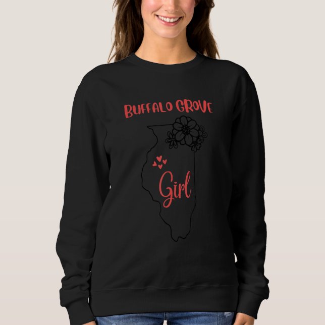 Sweatshirt I Love State Of Illinois Flower Outline Buffalogro (Devant)