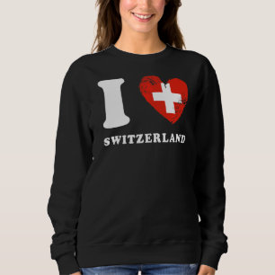 Sweatshirt I Love Suisse Coeur Drapeau Suisse