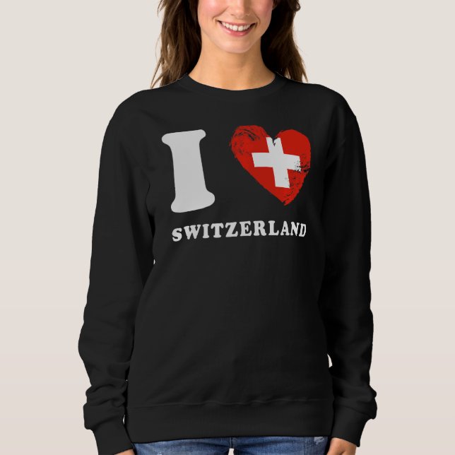 Sweatshirt I Love Suisse Coeur Drapeau Suisse (Devant)