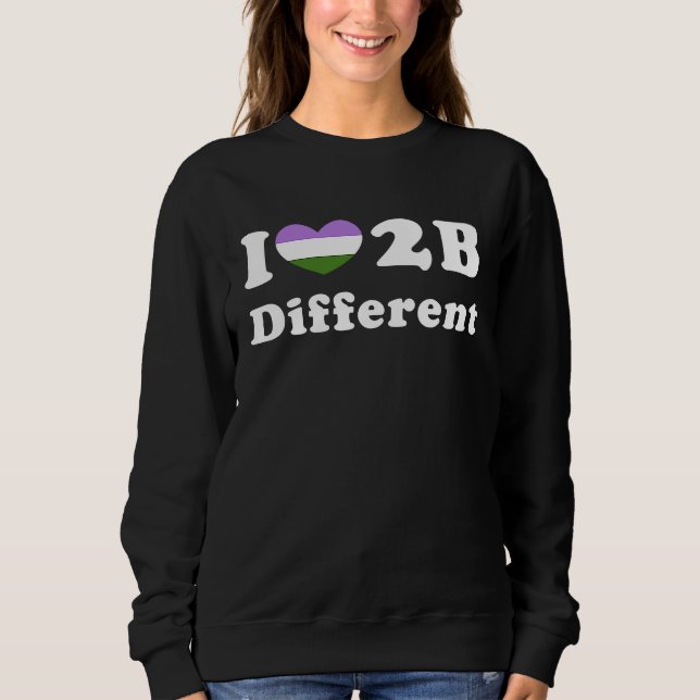 Sweatshirt I Love To Be Different Genderqueer Pride Flag Prid (Devant)