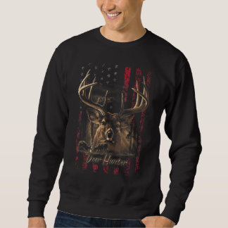 Sweatshirt I LOVE USA American Flag and Deer Hunter