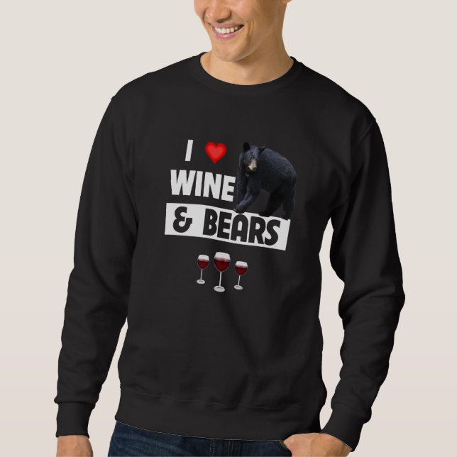 Sweatshirt I Love Wine and Bears Boire Camping Faune A (Devant)