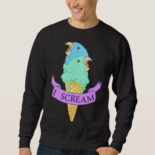 Sweatshirt I scream Blue Parrotlet Ice cream Turquoise parrot (Devant)