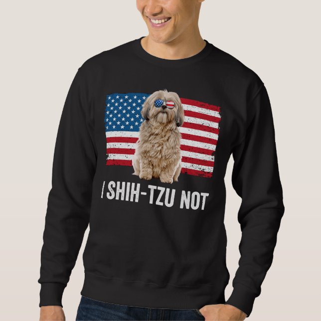 Sweatshirt I Shih Tzu Pas Américain Drapeau Propriétaire Chih (Devant)