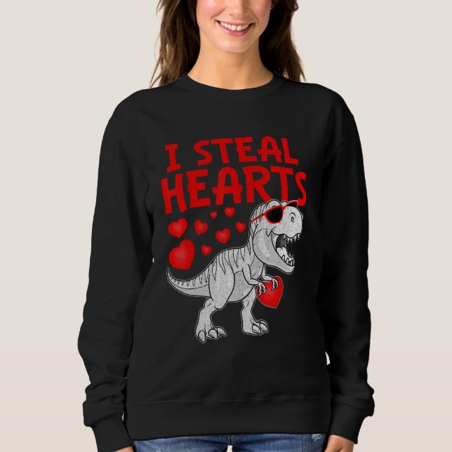 Sweatshirt I Steal Hearts Dinosaur T Rex Cute Baby Boys Valen (Devant)