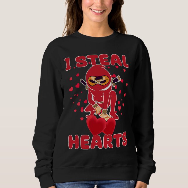Sweatshirt I Steal Hearts Ninja Boys Valentines Day Toddler   (Devant)