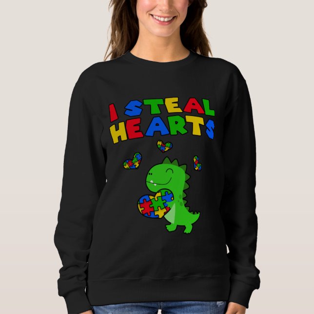 Sweatshirt I Steal Hearts Puzzle Autism Awareness Month Rex D (Devant)